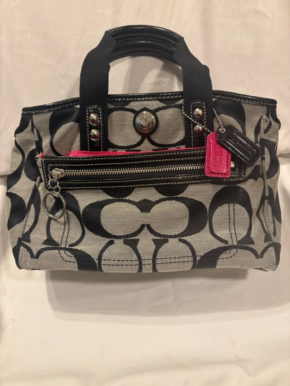 Coach Grey/Black Canvas Handbag